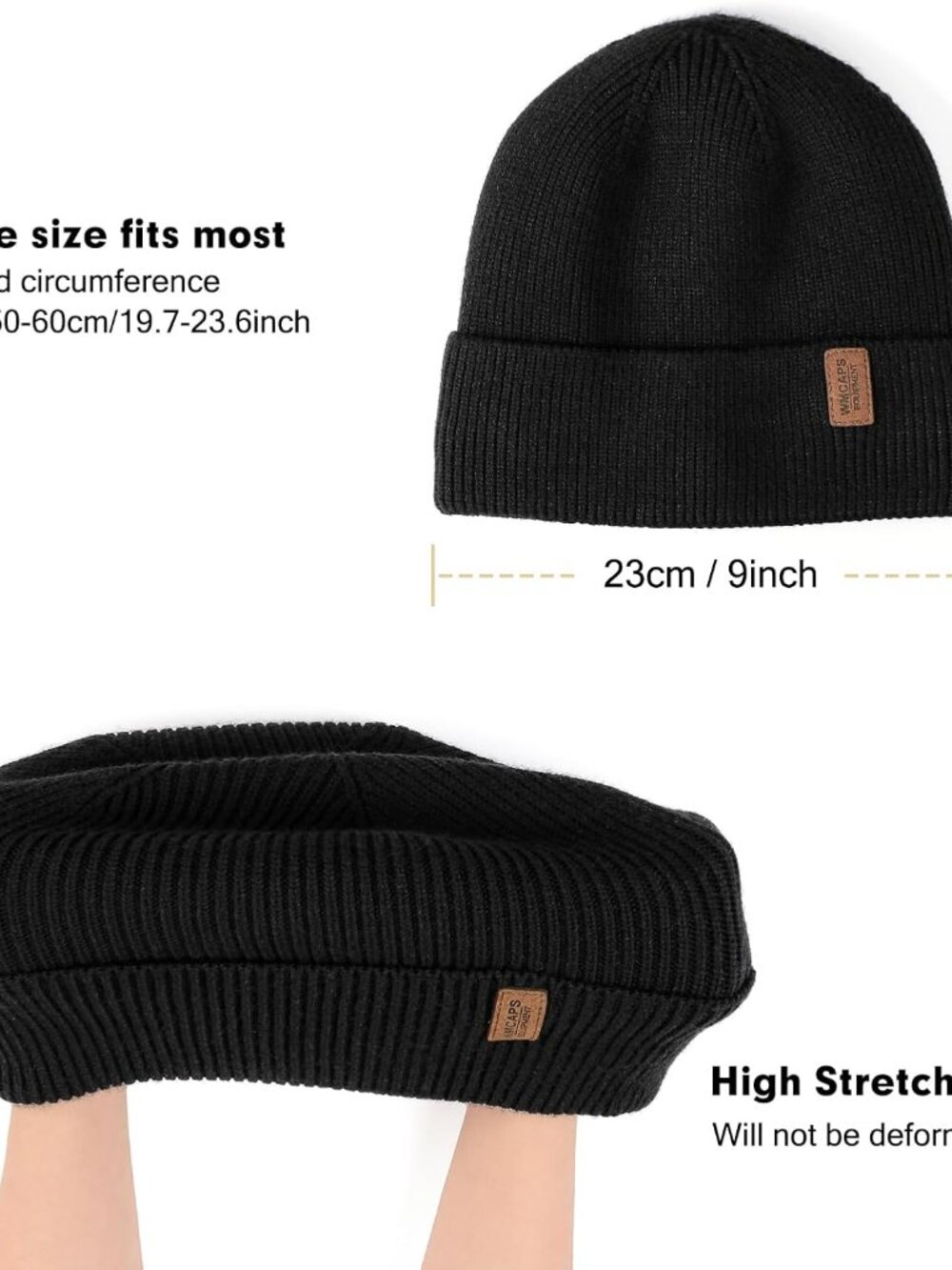 Winter Beanie for Men Women, Fleece Lined Beanie Soft Warm Knit Hat Ski Stocking - Picture 3 of 6